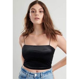 Garage black velvet cropped tank